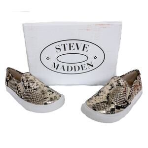 Steve Madden Metallic Gold Snakeskin Symba Platform Slip On Sneakers Women's 6.5